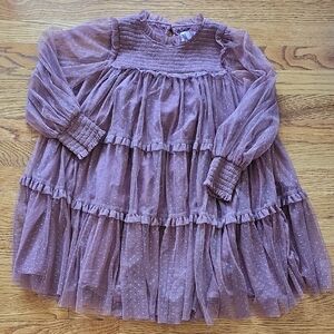 C'era Una Volta Mauve Ruffled Tulle Long Sleeve Dress Size 8